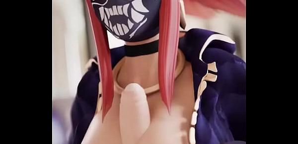  Akali masturbating with her tits league of legends